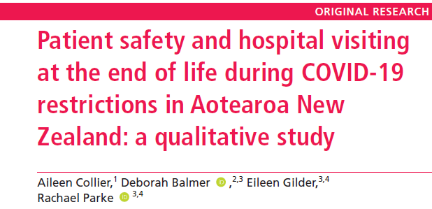 Read how restrictive visiting practices impacted patient, whānau and clinician safety during COVID19 lockdowns in Aotearoa. Fallout &amp; experience is concerning. Supported by HRC Activation Grant <a href="/AileenCollier15/">Aileen Collier</a> @eileengilder1 <a href="/HRCNewZealand/">HRC New Zealand</a> @FmhsNursing 
qualitysafety.bmj.com/content/early/…