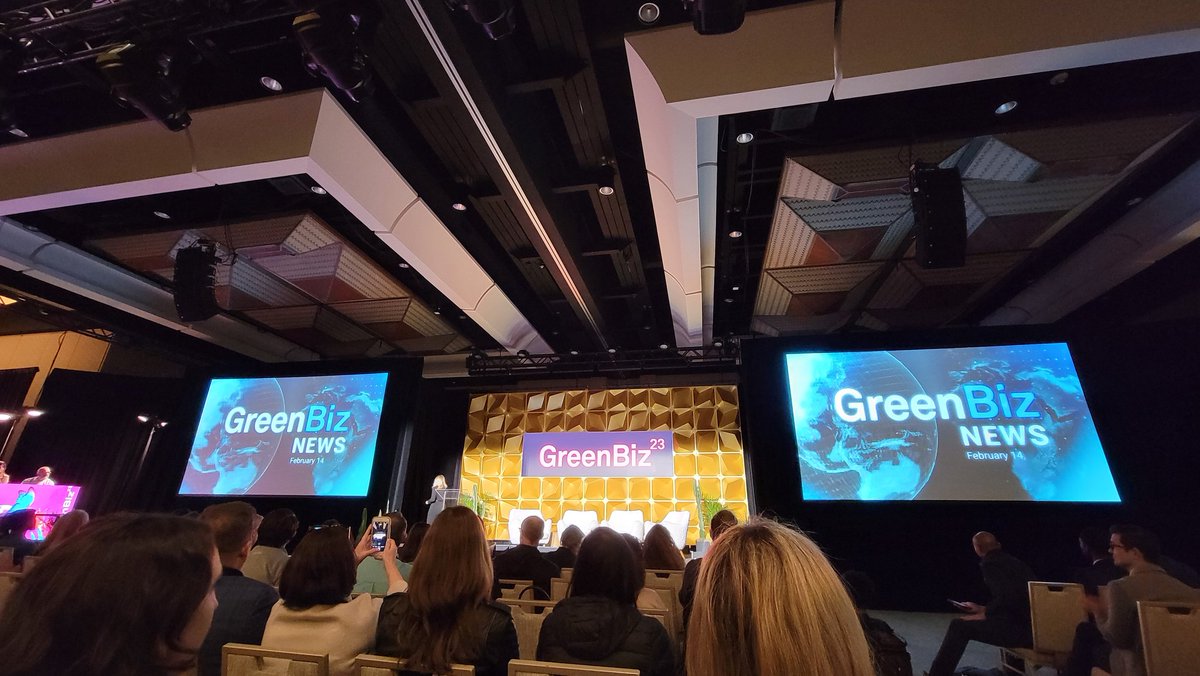 Thanks @makower for the fanciful and  futuristic framing to kick off #GreenBiz23. When we think about the role of our organizations and the future/ambition, how will we navigate "too much too soon and too little too late?" Always excited to be arm &amp; arm with other #ChangeAgents.