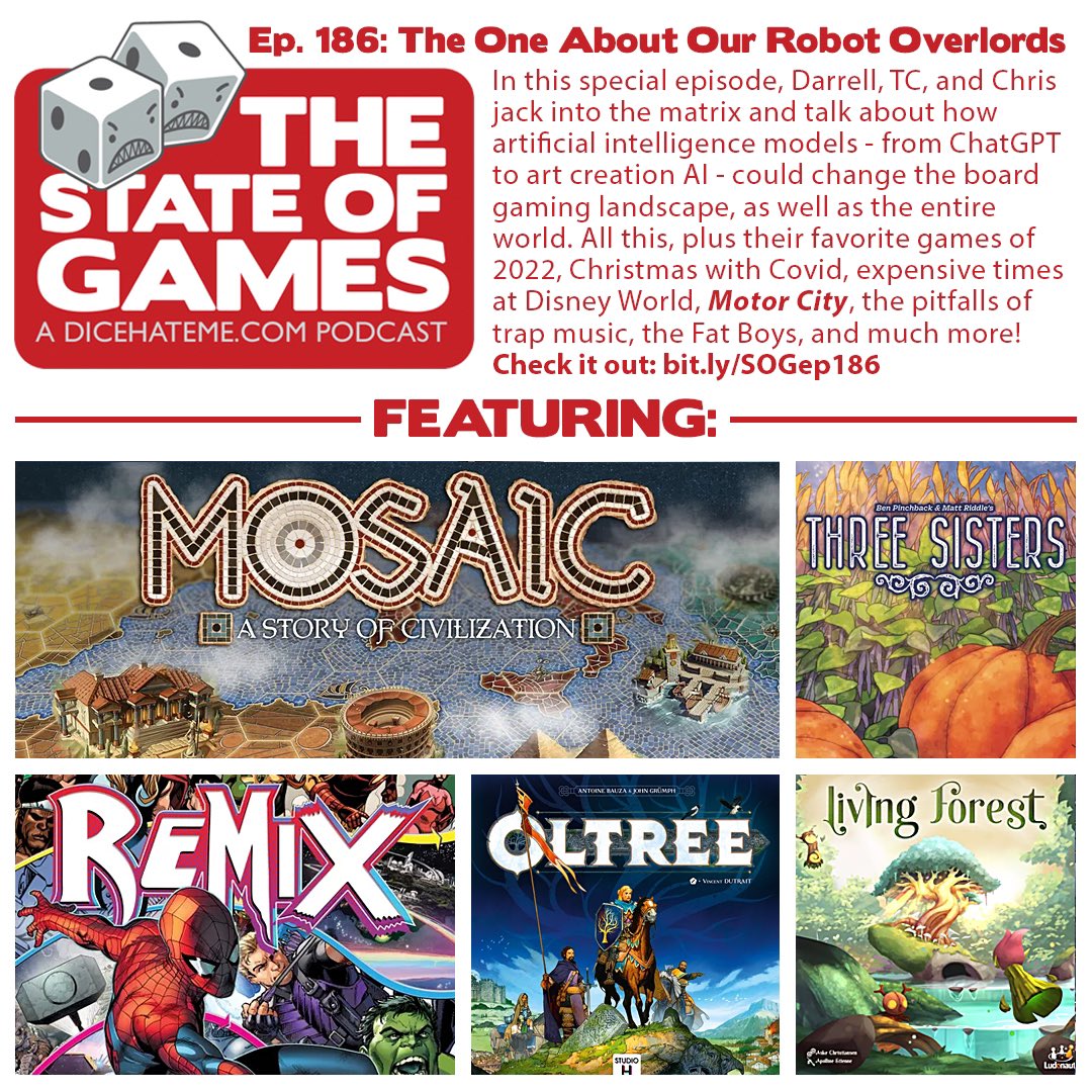 dicehateme's tweet image. 24 hour giveaway opportunity. If you respond to this and RT I’ll enter you for a chance for a @MiniMartTalk $50 certificate. Legit.
Listen to us on the @thestateofgames as we talk about your robotic future. Be kind to Alexa and Siri. You never know. 
bit.ly/SOGep186
