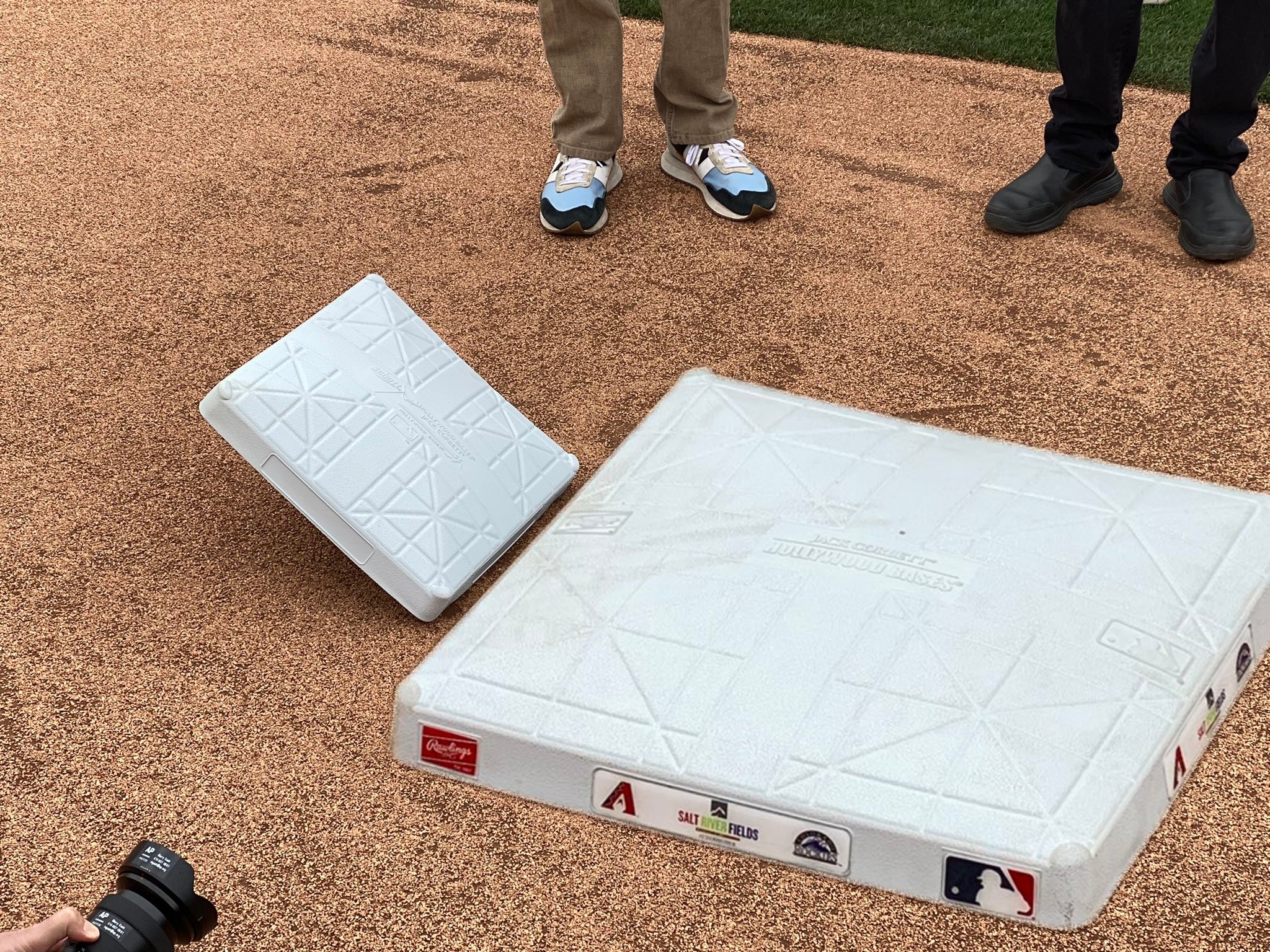 Mark Gooden on X: Here is a side by side comparison of MLB's larger bases.  The left is the old base, for comparison. The larger one is on the right.   /
