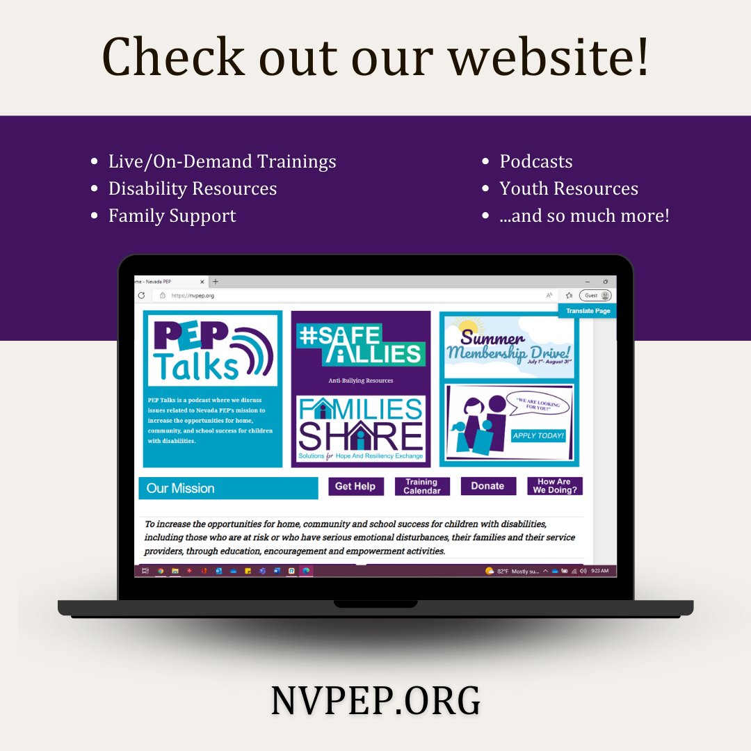 NevadaPEP's tweet photo. Have you visited the @NevadaPEP website?
You'll find live and on-demand trainings, disability resources, family support, podcasts, youth resources, and so much more!
Visit https://t.co/8836WaHaXf today🤩
#Webinars #Disabilities #DisabilityResource #FamilySupport #YouthResources https://t.co/nxDSncdPQ4