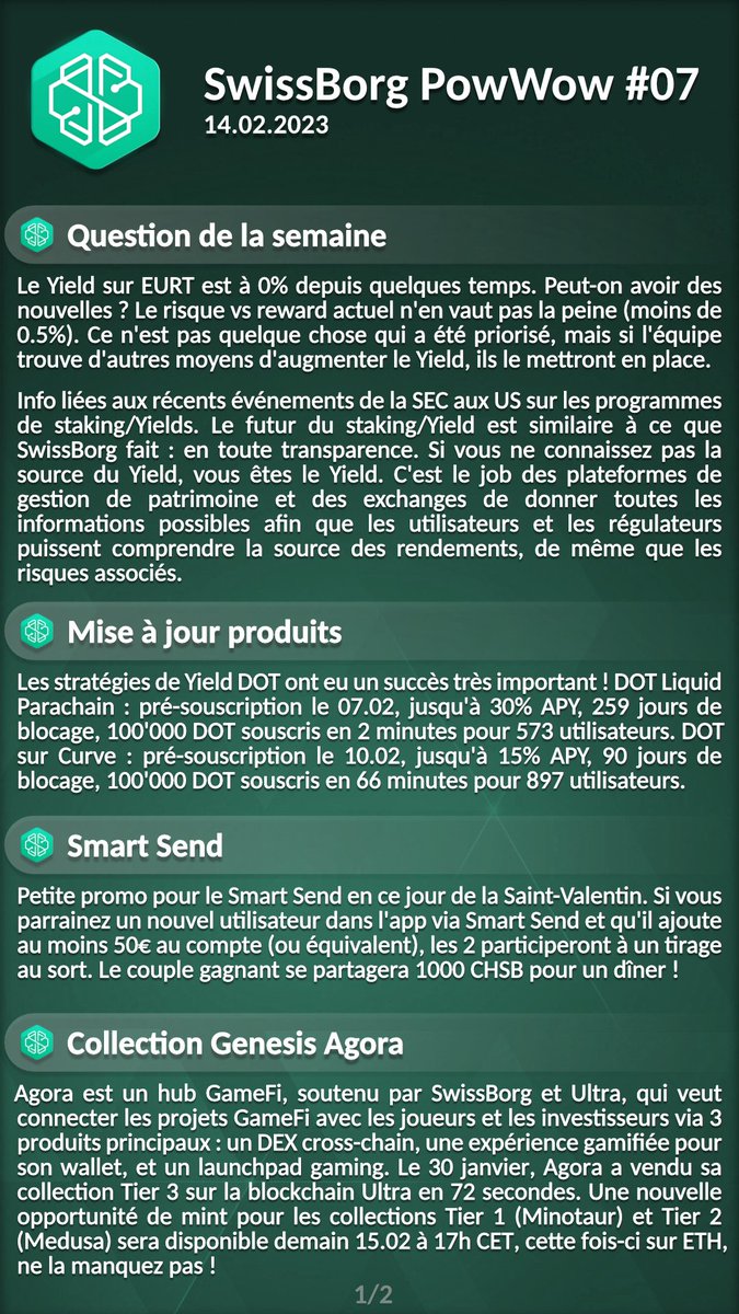 nicokonut's tweet photo. #SwissBorg PowWow #07 (🇫🇷 &amp; 🇬🇧 recap) - 14.02.2023
#WeAreSwissBorg $CHSB #CHSB $BTC $ETH #Yodl #NousSommesSwissBorg #Thematics #Launchpad #SeriesA

Shout-out to @_Russell_Mc (and @Claire_InCrypto too) 💚🍀 https://t.co/hO8Pn6h1z5