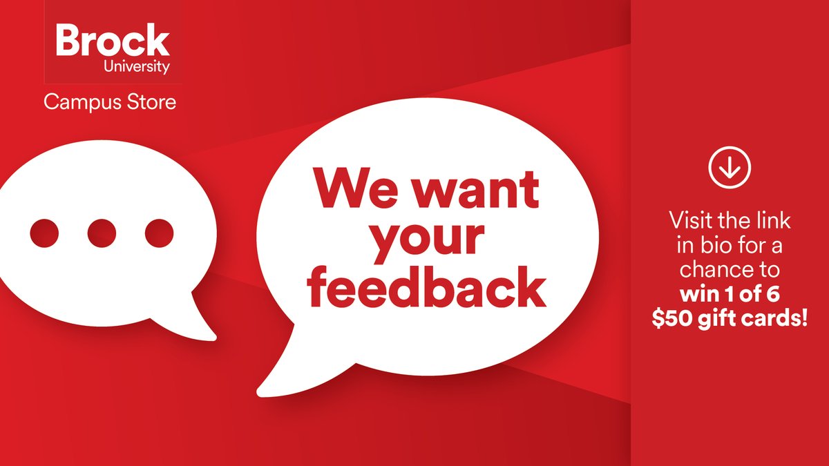We want your feedback! Fill out the survey at the link in bio for a chance to win 1 of 6 $50 Campus Store gift cards!

#BrockU #ShopBrock