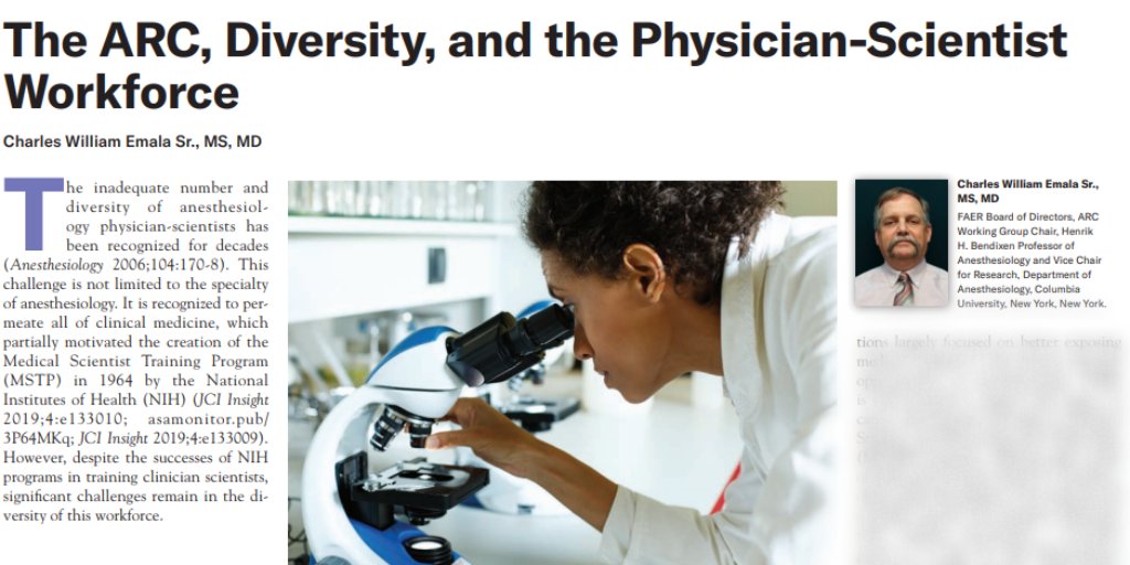 pubs.asahq.org/monitor/articl… In this month’s @ASAMonitor, FAER Board Member & ARC Working Group Chair Dr. Chas Emala shares updates on the Anesthesia Research Council’s findings on diversity within the physician-scientist workforce. Read the article @ the link! #Anesthesia #Research