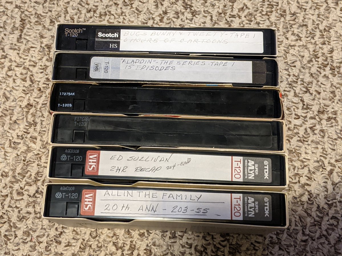 dege13's tweet photo. Should I be this excited to pick up a couple old VHs tapes? #RetroCommercials #90sCatroons #MysteryTapes #VHS #HomeRecordings #Zellers #Woolco https://t.co/WyckFHnuHp