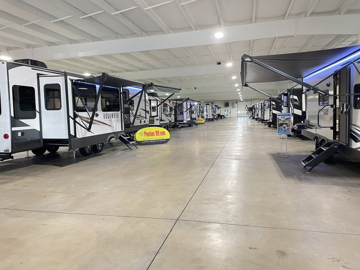 PontiacRV's tweet photo. Camping season is just around the corner! Our showroom is stocked up for our Pre-Season RV Sale &amp; Open House March 3rd-5th https://t.co/t0AY7CypBa