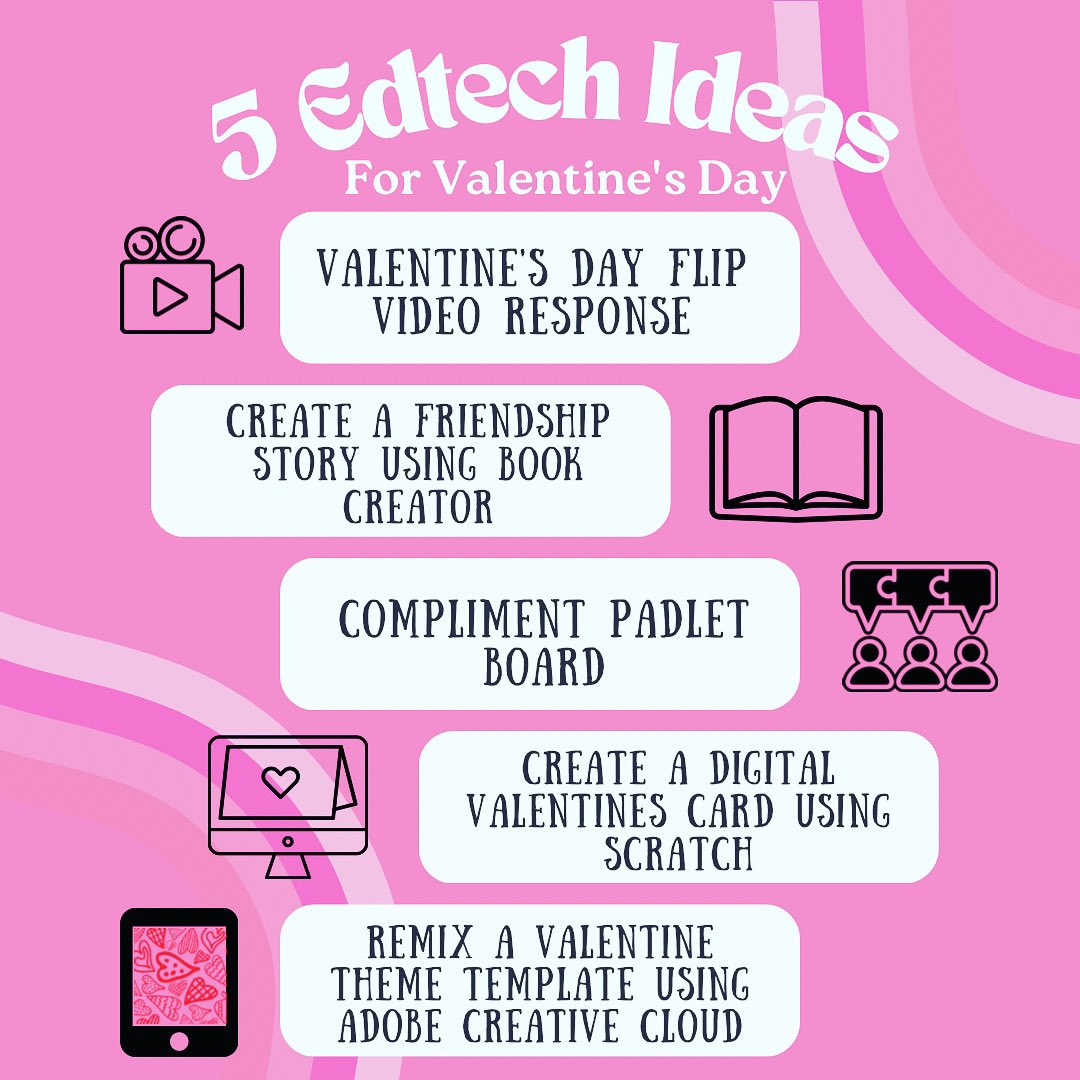 samantha_iTeach's tweet photo. 💕 Happy Valentines Day #edtech fans! Check out ✋🏻ways to use technology to support your #creativecommunicators in your class!💕@MicrosoftFlip @creativecloud @padlet @BookCreatorApp @scratch https://t.co/E2Aj5inF8w