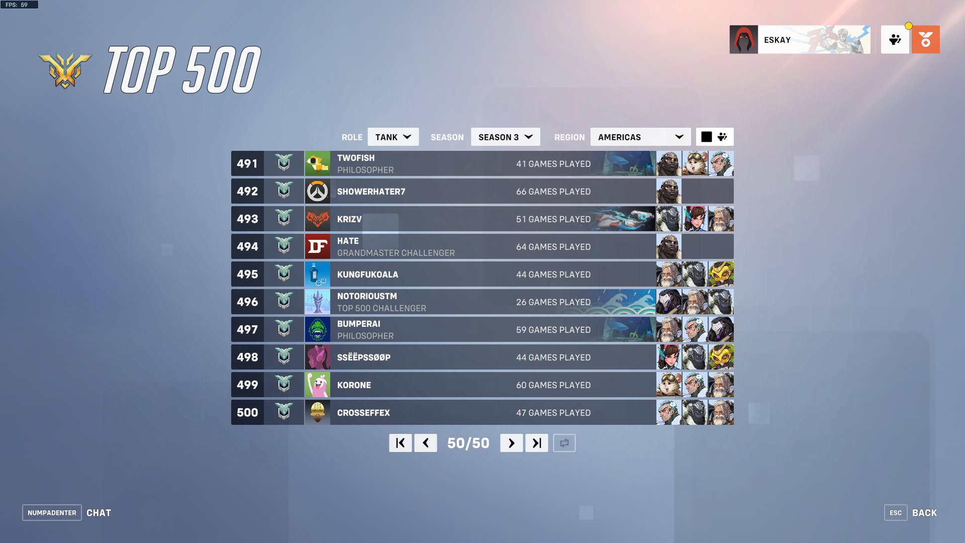 eskay on Twitter: "1 week into the new season the top 500 tank cutoff is every season before this its started at Last season it finished GM3. Is