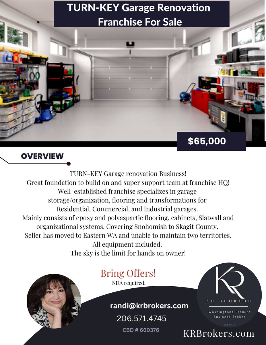Home Based - TURN-KEY 
Garage renovation Business Opportunity!
Huge Price Adjustment 
for IMMEDIATE SALE!
Bring all offers!!
New Price: $65,000 - Cash Flow: $45,663

#businessforsale
#garagerenovationbusinessforsale
#businessbrokerage
#SmallBusinessForSale
#businessOpportunity