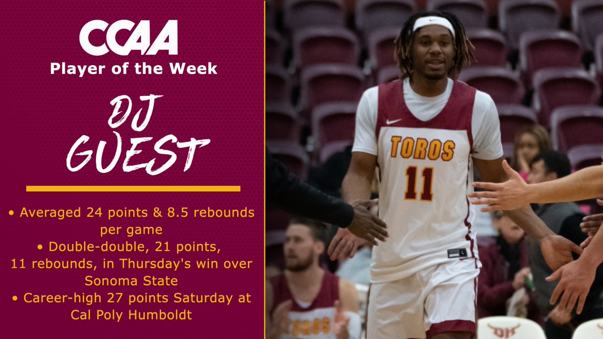 Having to be an ironman for two games, including overtime at Cal Poly Humboldt, DJ Guest's career weekend lands him CCAA Player of the Week!