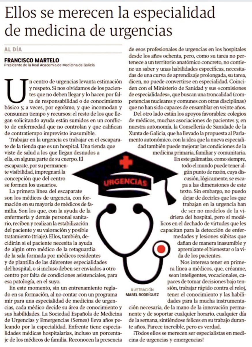 DrJavierCrespo's tweet image. Estés o no de acuerdo con la creación de la especialidad de urgencias, la lectura de esta tribuna no te puede dejar indiferente. Sin duda, el trabajo en urgencias es uno de los más complejos de un hospital. 
@sepdigestiva @AEEHLiver @HUnivValdecilla @VUrgencias @IDIVALdecilla