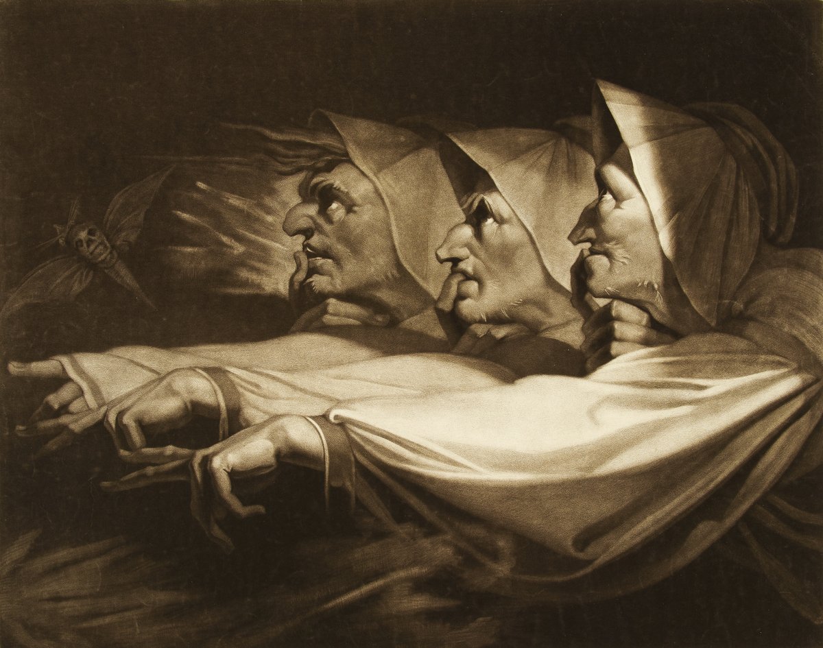 'Macbeth', Act I, Scene 3, the Weird Sisters (1783) by Henry Fuseli Check out more Henry Fuseli – Gothic Art and Painting Cards Set – Available Here: bit.ly/2SBgZh1 @CenturyArtMedia - #ClassicArt #ArtCards #Classical #henryfuseli
