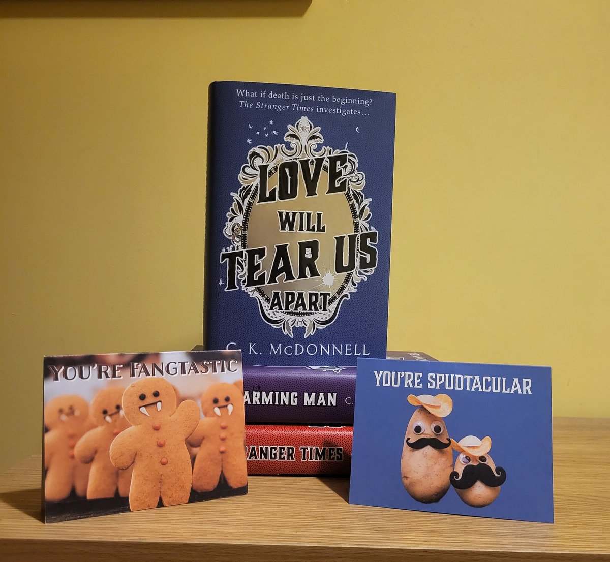 VickyHog's tweet photo. Two valentines cards in consecutive years, must be a record. To get the accompanying books is an added bonus, or are the books the main thing. Great reading and highly recommended @Caimh #LoveWillTearUsApart #StrangerTimes https://t.co/FjoTUCGqTo