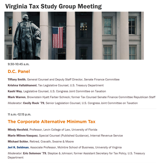 ProfRuthMason's tweet photo. The Virginia Tax Study Group is back in person! March 31st in Cville!  Register here https://t.co/pV3dOcFdVe https://t.co/hudZr0ap97