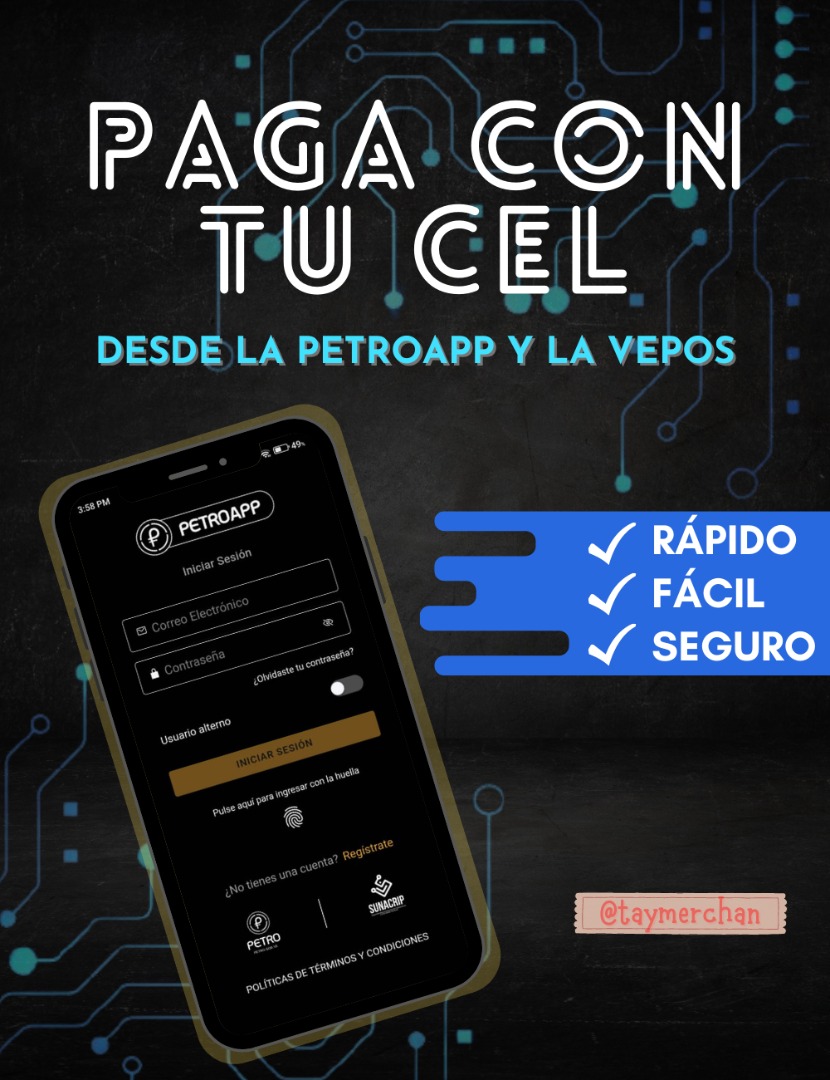 DorisZenda's tweet photo. 🔹Fácil, rápido, y seguro, paga con tu teléfono celular 📱 desde la #PetroApp, y la #vePOS, usando tus Petros ahorrados.
#APP
#LasSancionesSonContraElPueblo https://t.co/g18SDEUUAD
