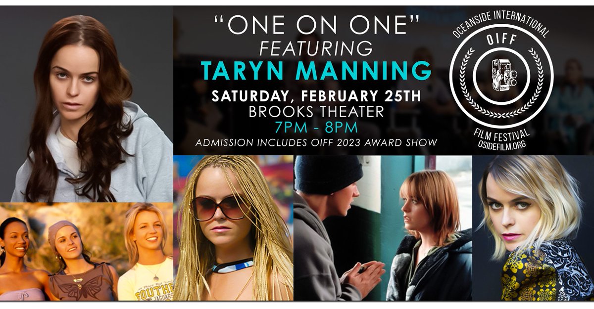 Spend an Evening with us and #TarynManning February 25th at the 2023 #Oceanside Intl Film Festival. Tickets on Sale Now: events.com/r/en_US/ticket… #OIFF2023 #OrangeistheNewBlack #OsideFilm