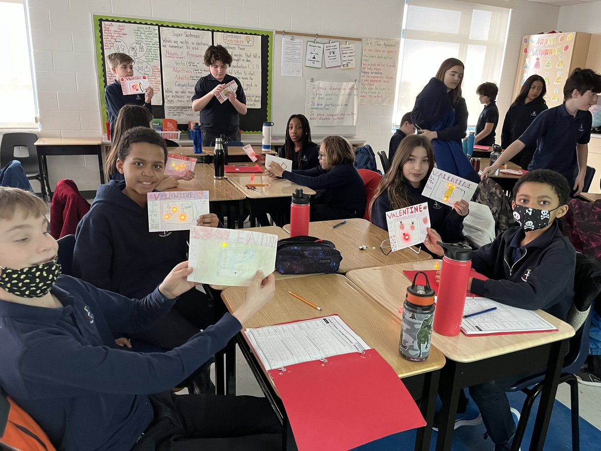 ShaunaWeber75's tweet photo. You light up my life! Wishing our parents Happy Valentine’s Day with a special handmade card with a paper circuit that makes it light up. #STEAM @GAngelsMilton https://t.co/uXZj88R8lb