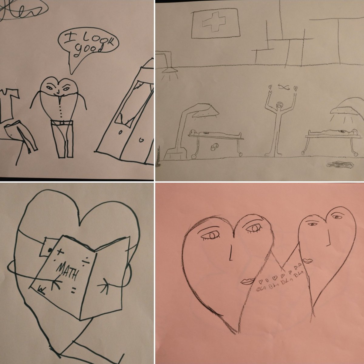 I had my seniors draw a representation of some common English Valentine's day idioms - without googling them! Here are just 4 of my favorites; can you guess what the idioms are? It was for sure an afternoon of creativity and laughter. ♥️ #knowmoore #jcpsesl
