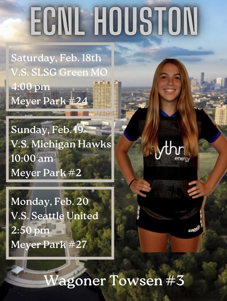 So excited to be kickin it at home! Hope to see you there!💪🏻💪🏻#ECNLHouston @AHFC06ECNL @ECNLgirls @TheECNL @ahfcsoccer