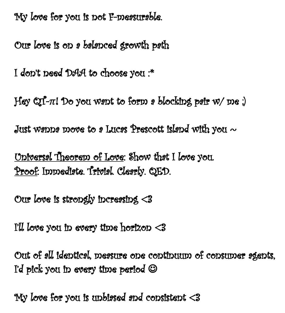 unitbraincell's tweet photo. Happy Valentine's Day, #EconTwitter! Win hearts and minds with these amazing pick-up lines created by yours truly <3 https://t.co/oUoY4S2JPu
