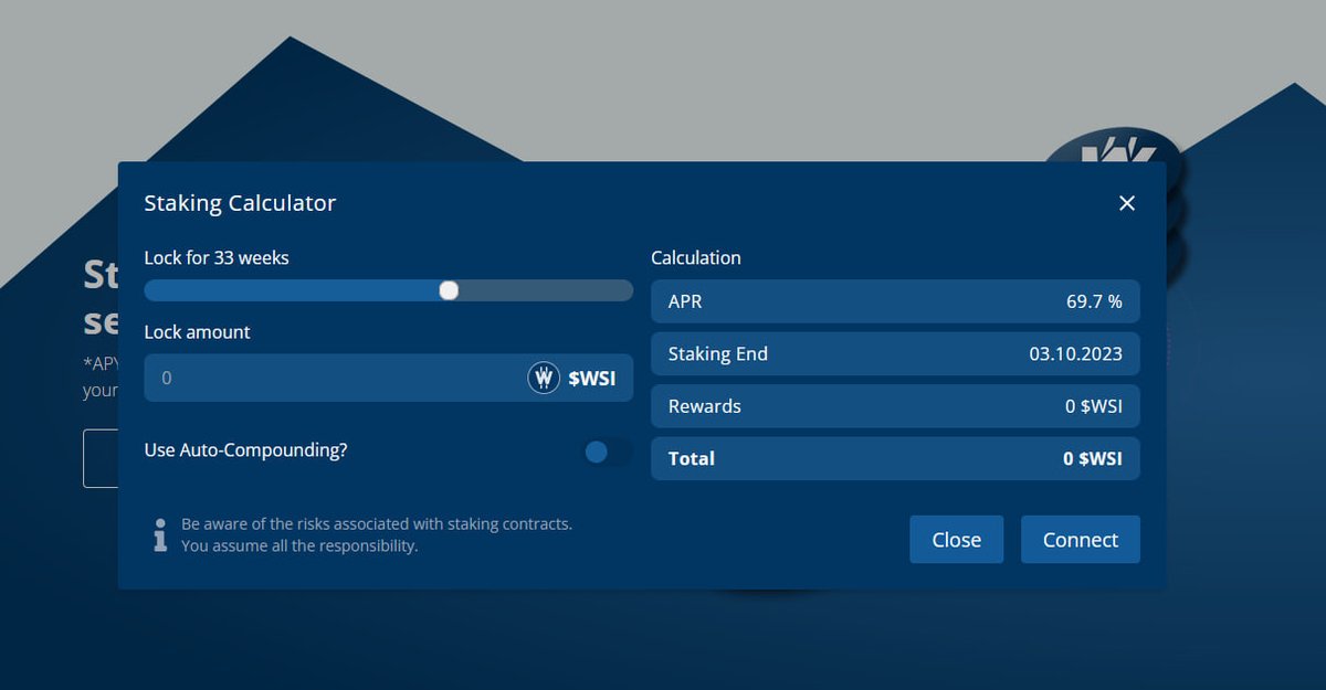 WeSendit's tweet photo. We have received many requests from our community over the last few days asking if there will be a way to calculate the rewards. Our staking calculator has just gone live and gives you a good overview!  🚀🔥 #communityfirst #stakingcalculator #WSI

Link: https://t.co/r65juzw5IO https://t.co/6iJzPKAuq8
