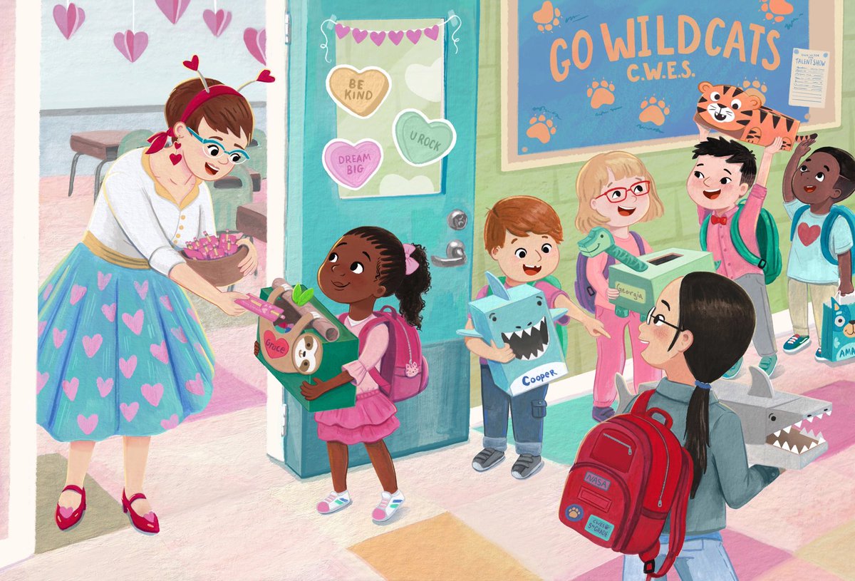 Happy Valentine’s Day! #kidlitart #gouache #traditionalart #childrensbook #Valentine #ValentinesDay