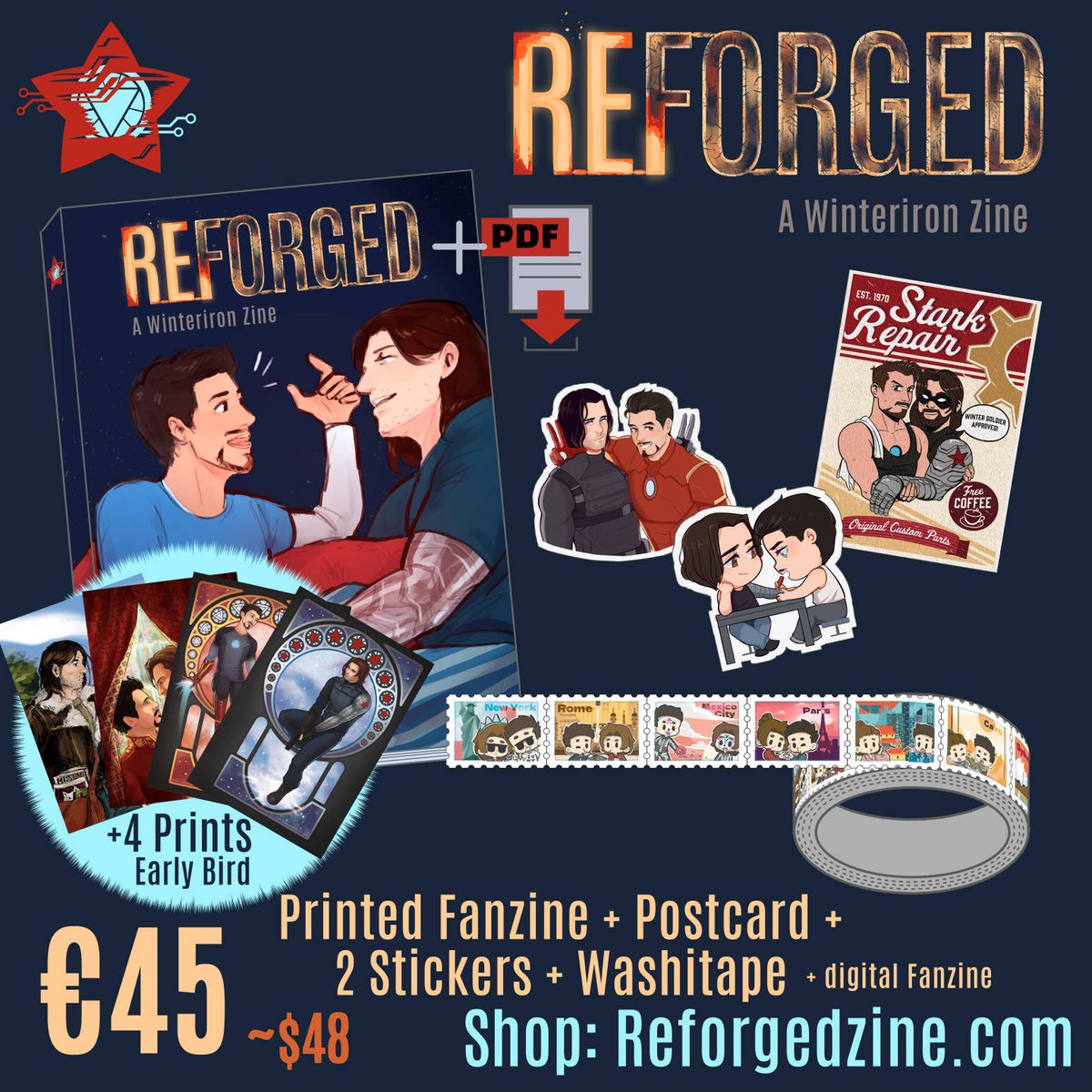 ReforgedZine's tweet photo. The Reforged preorder store is now open for business!

Come on over to https://t.co/qr6FgOesBM to get sweet early bird specials before Saturday, Feb 18 ends.
The preorder shop will close after March 11, so get your zine while you can!
#winteriron #zine #fanzine #fanart #fanfic https://t.co/eMikqowq2w