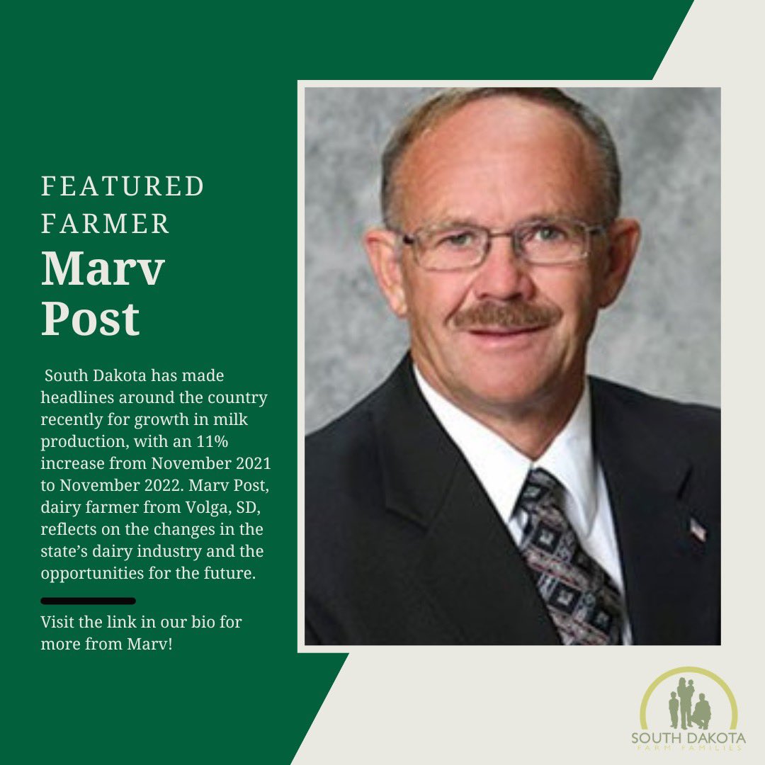 Learn more about our February Featured Farmer Marv Post and the South Dakota dairy industry on our website! ⭐️
