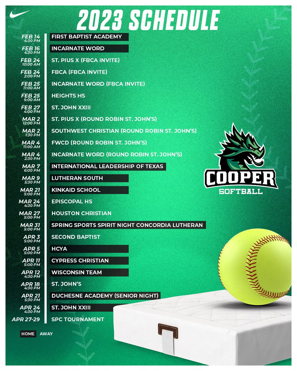 Make sure to check out some Cooper Softball action! Go Dragons!