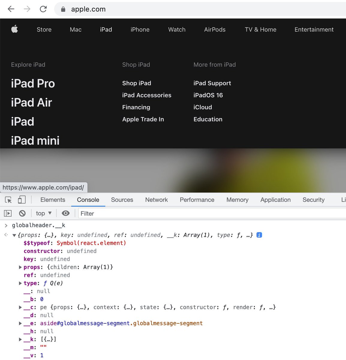 The navigation on the <a href="/Apple/">Apple</a> site is built with Preact!
