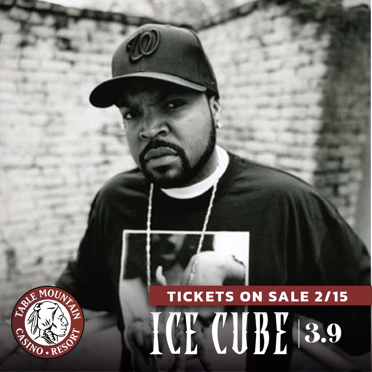 Hip-Hop legend Ice Cube is coming to Table Mountain Casino Resort Thursday, March 9th. Tickets go on sale TOMORROW (2/15) at Noon. MUST BE 18+ TO PURCHASE TICKETS OR ATTEND THE EVENT. tmcasino.com/enjoy #liveentertainment #ıcecube  #tablemountaincasinoresort