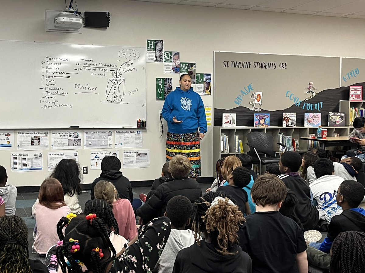 This week our Timberwolves celebrate Indigenous Storytelling & STEAM month with Metis Beading & Tipi Teachings. We are grateful to learn from our wonderful presenters, Jane and Charman! ❤️😀#IndigenousStorytelling #IndigenousIngenuity