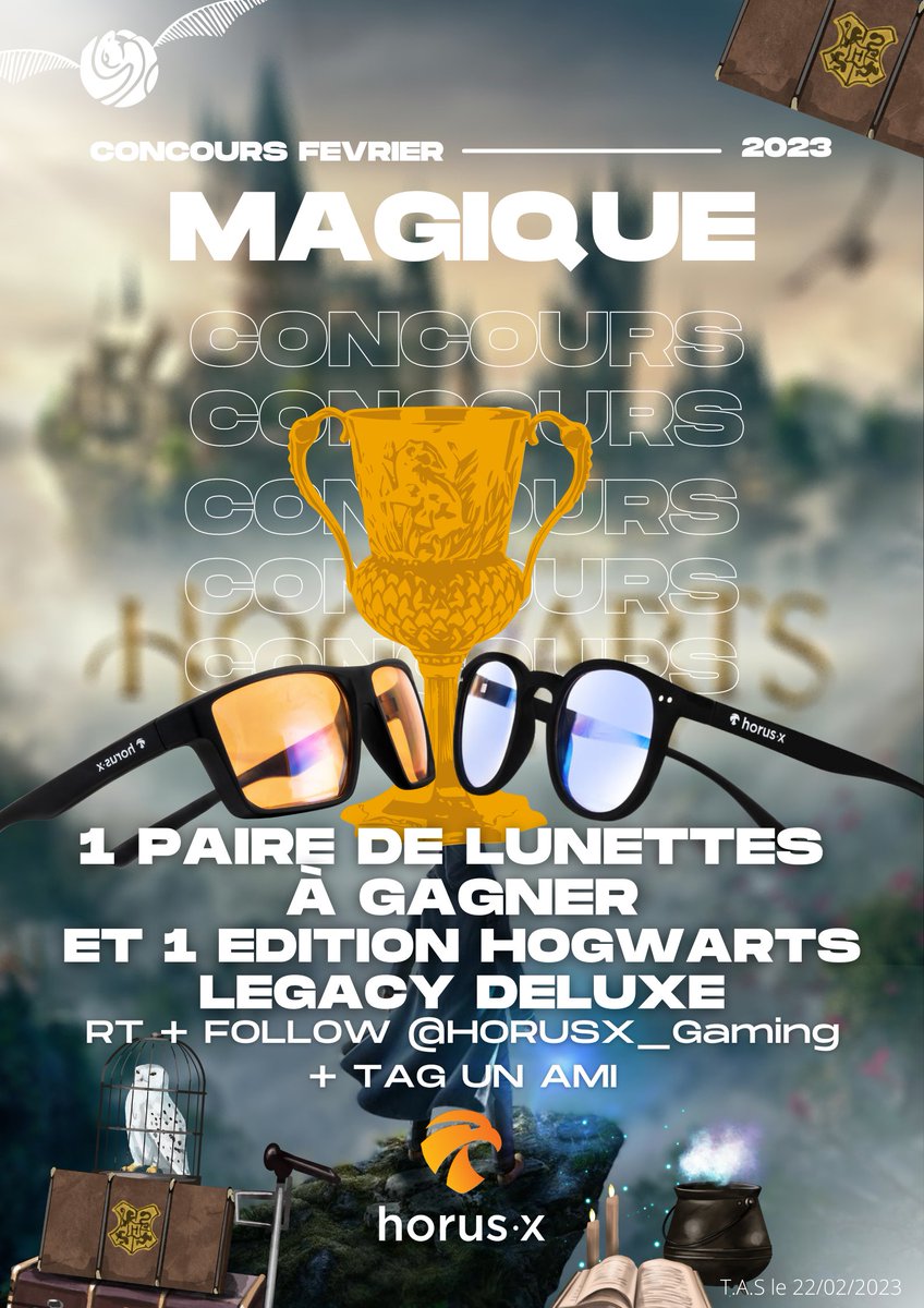 HorusX_Gaming's tweet image. 🎁 #Concours ⚡️
Le concours pour ceux qui ont toujours voulu faire de la magie ! 🪄

Tentez votre chance pour remporter votre paire préférée au choix sur notre site + Hogwarts Legacy : bit.ly/3E7sQbF ! 💪

Pour participer :
✅RT + FOLLOW
@HorusX_Gaming

🍀TAS le 22/02