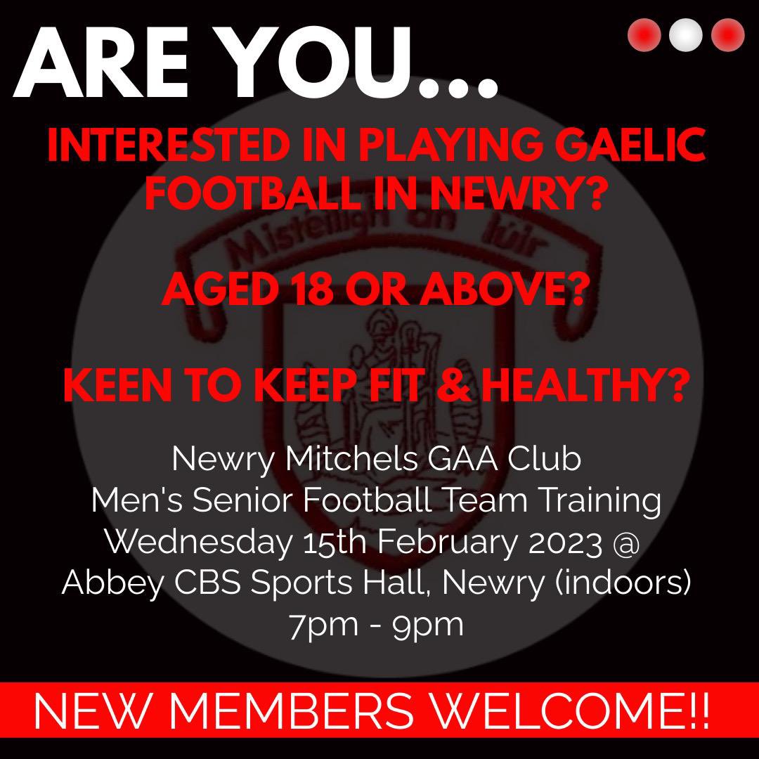 MitchelsNewry's tweet photo. Reminder!!! First senior training session! Tomorrow 7pm at Abbey Grammar School! Everyone welcome, we need the help and support of members old and new, this is a pivotal year for the survival of the Club! Please come down and get involved with a great bunch of people!! https://t.co/nXI5DTSfCh