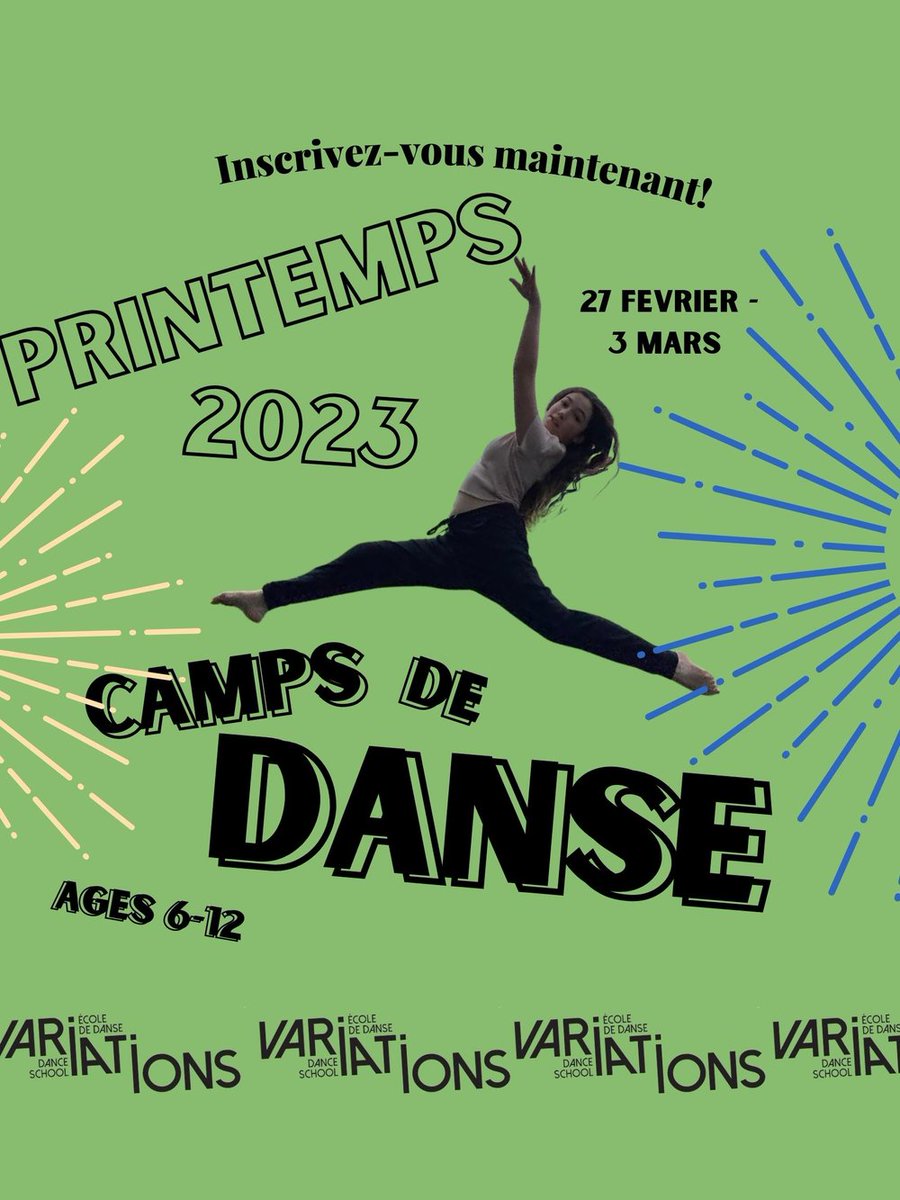 VariationsME's tweet photo. camp de printemps pour les enfants de 6 à 12 ans / 4 séjours de danse / 5 jours par semaine ! 
27 FEVRIER - 3 MARS
https://t.co/ij9d0k23jH https://t.co/TKIVScFDZA
