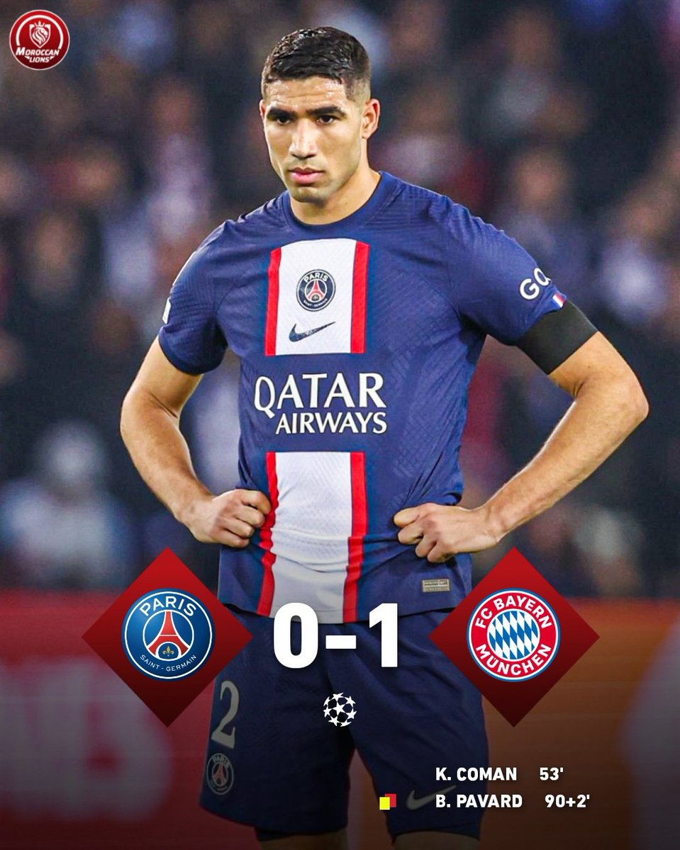 212morokko's tweet photo. زملاء أشرف حكيمي ينهزمون امام بايرن ميونخ بهدف دون رد في دور 16 من مرحلة الذهاب لدوري أبطال أوروبا 🔴🔵 https://t.co/AHKoWZNfri