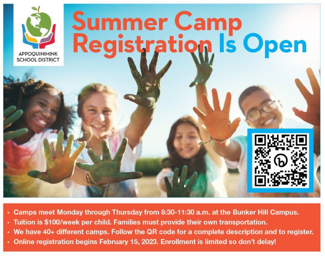 CedarLaneAppo's tweet photo. Registration for Summer Camp begins Feb 15 – Our campers make friends, have fun, learn new things and develop their talents in a supportive environment at ASD's Bunker Hill Campus, https://t.co/RphvWGgUP3 https://t.co/47RdKbQzS4