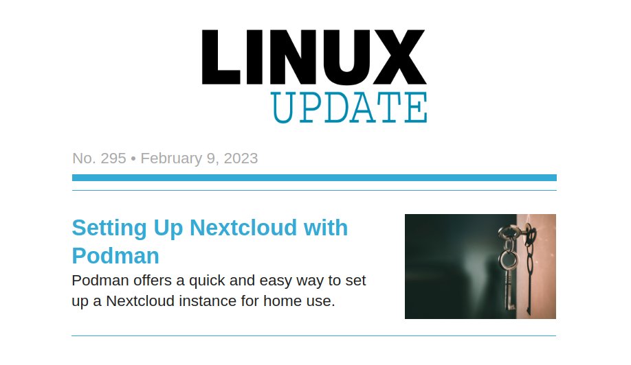 Linux Magazine (@linux_pro) on Twitter photo Did you miss last week's Linux Update newsletter? Read it now and subscribe free to get it in your inbox every Thursday! mailchi.mp/linux-magazine… #Nextcloud #Podman #LibreOffice #Escuelas #Linux #OpenSnitch #security #SCaLE20x #events #jobs #MakerSpace Did you miss last week's Linux Update newsletter? Read it now and subscribe free to get it in your inbox every Thursday! mailchi.mp/linux-magazine… #Nextcloud #Podman #LibreOffice #Escuelas #Linux #OpenSnitch #security #SCaLE20x #events #jobs #MakerSpace
