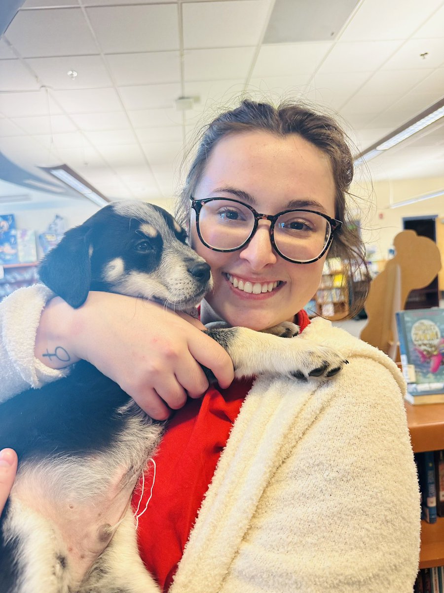 A_MinearAHL's tweet photo. How do you end Valentine’s Day at your school?! There’s no better way than with a Puppy Gram from @UMDogRescue! Our #TrustyHuskies were able to love on some of their babies before leaving work today. Only the best for our #CPSbest! https://t.co/A6W5I2zaIq