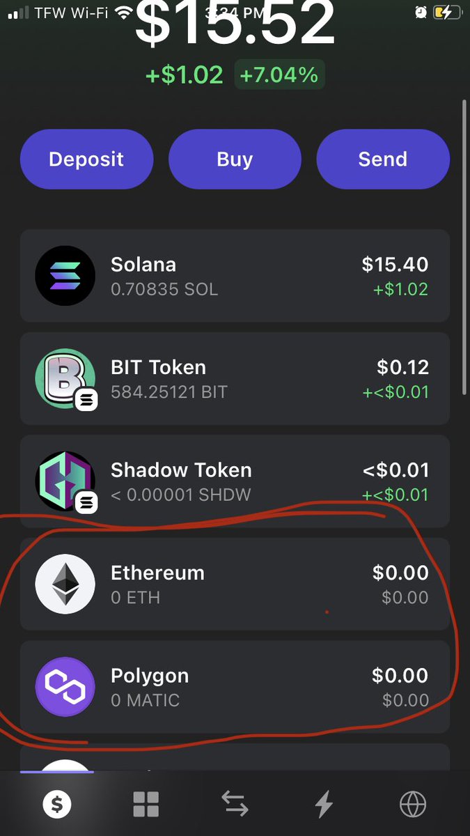 Wowee look at me I have $ETH and $MATIC as options in my <a href="/phantom/">Phantom</a> mobile wallet.

Thank you <a href="/assetdash/">AssetDash</a> for the beta code. 

Btw only 26% of the codes have been used soooooo 👀 anyone looking to participate in the phantom multichain beta, now’s your chance.