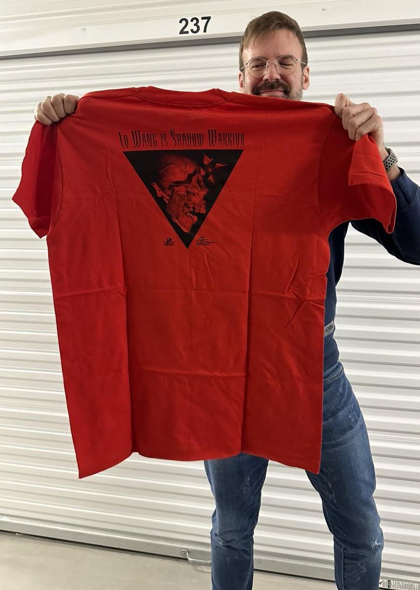 In 1997 Apogee and our publisher, GTIS made a few hundred Shadow Warrior tees.

They're pretty hard to find, but Executive Producer, Jeron Moore (<a href="/actuallyjeron/">Jeron Moore</a>), found some in his personal storage.

☯️ Lo Wang is still killin' it, <a href="/devolverdigital/">Devolver Digital</a>!