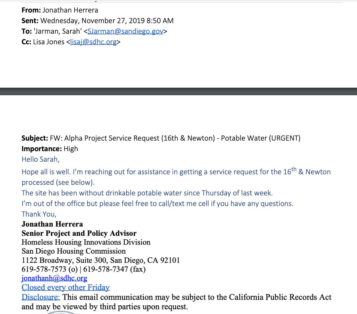 LoriSaldanaSD's tweet photo. Re #hepatitisA outbreaks: 
The #AlphaProjectSD tent shelters are NOT hooked up to the city's water/wastewater systems. 
They've struggled w/lack of potable water, sewage leaks, broken showers etc.
All this makes it more likely for #HepA to spread in congregate shelter environment https://t.co/9aucumk4GJ