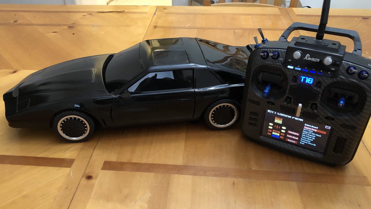 arduino's tweet image. Arduino brings Knight Rider sound and light effects to replica RC KITT: blog.arduino.cc/2023/02/14/ard…