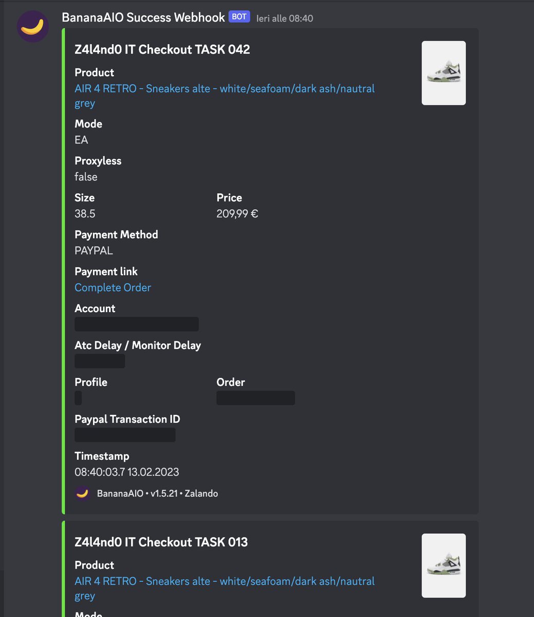 snkrschef02's tweet image. yesterday success @HypeHuntersEU @CloudProxiesIO @BananaFramework