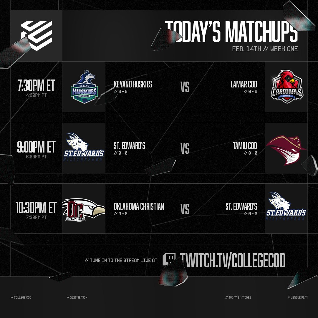 College CoD on Twitter "CCL2023 League Play continues in one hour. 🕢 7 30pm KeyanoEsports