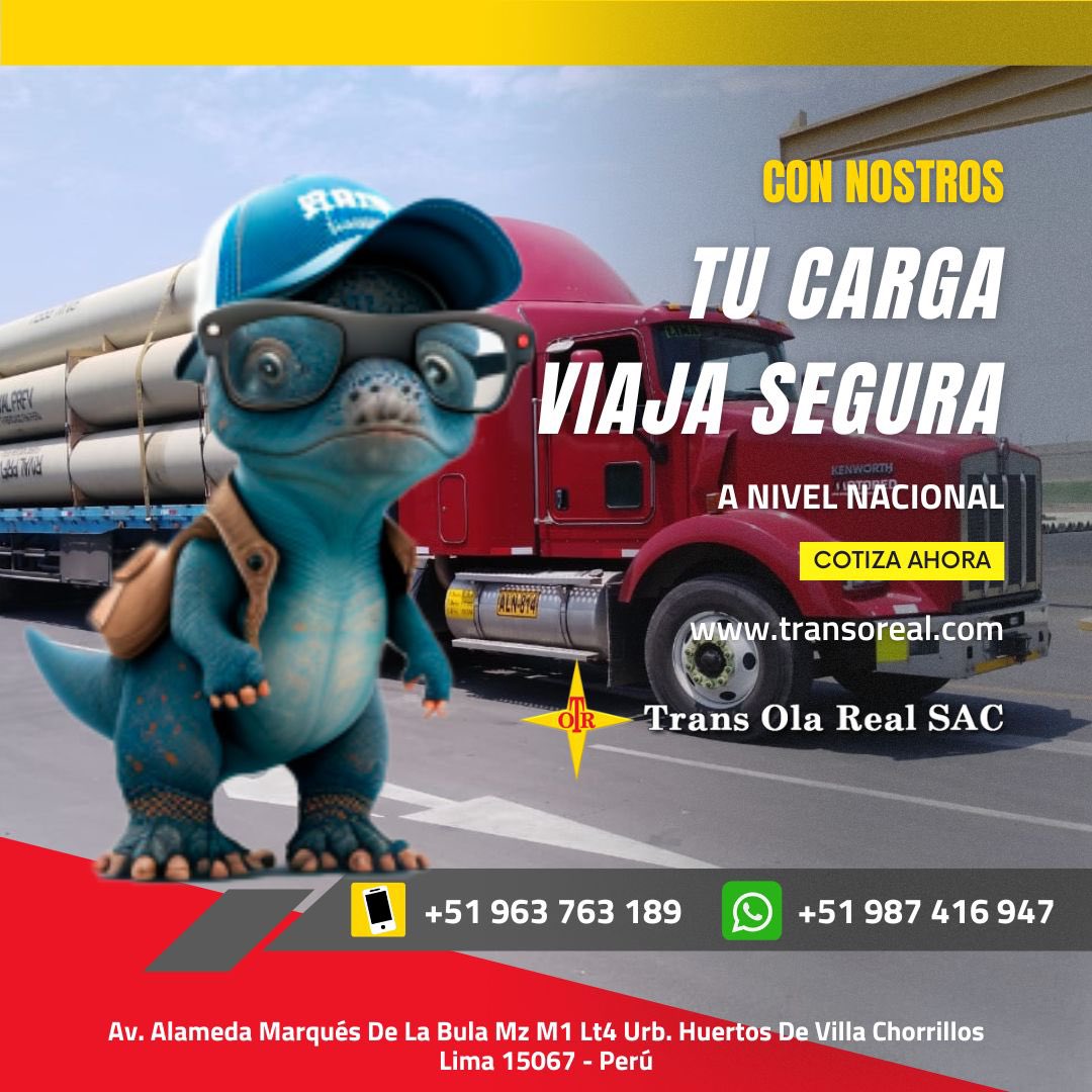 transolarealsac's tweet photo. ¿Buscas una forma fiable, segura y puntual de transportar su carga a cualquier punto del país? 
Transporte Ola Real SAC lleva muchos años ofreciendo transporte de carga confiable y seguro. Nuestros servicios garantizan puntualidad y seguridad para su carga.
#carga #Fletes https://t.co/J2toJb8XKp