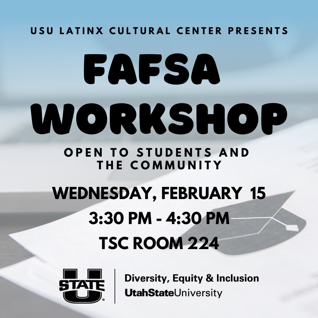 Do you or anyone you know need help with FAFSA? Tell them about our workshop TOMORROW at 3:30pm in the TSC. This is not only open to students but the community as well.🤩 We will have FAFSA professionals ready to answer any burning questions. Make sure to come join us!🙌