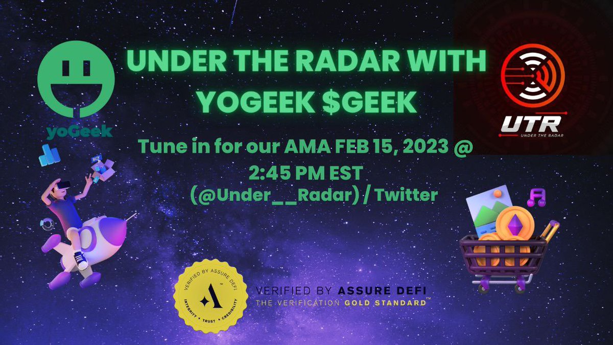 Under__Radar's tweet photo. 🛒𝐘𝐨𝐆𝐞𝐞𝐤 🛒

🎙️Please help us welcome $Geek for an exclusive AMA with @BlocksNThoughts and @chirocrypto!

🔥They will be telling us all about their decentralized marketplace, dAPP, and Geekpay! 

Hope to see you there! https://t.co/S0KG7meDDf