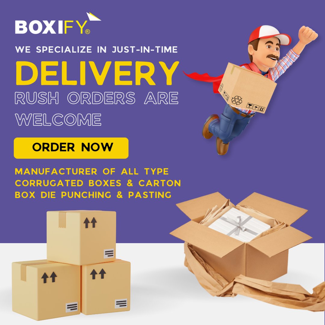 We specialize in just-time delivery.. 
Boxify manufacturer of all type  corrugated boxes.

contact us 
boxify.co.in
+91-9212311203

 #packagingideas  #packagingsolutions d #packaginglabels #foodoptimising #amazon #packaging  #boxify