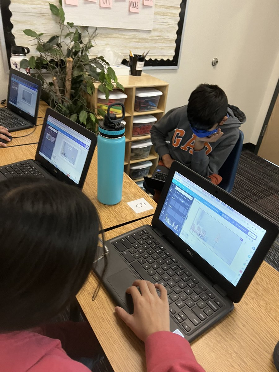 TechItOutTeach's tweet image. 5th grade at @TalleyElem working hard collaborating in @canva to create setting backdrops for their reader’s theatre performance! They LOVED learning about the text to image and the character builder apps built in to Canva! Lots of oohs and ahhs! #FISDmadetoshine #CanvaEdu